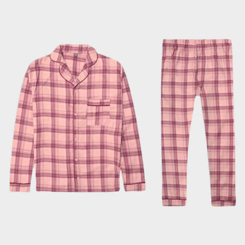ZEEMAN FLANNEL NIGHTSUIT PAJAMAS - DARK PINK